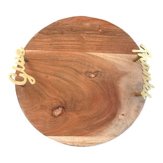Give Thanks Wooden Serving Tray or Charcuterie Board For Sale
