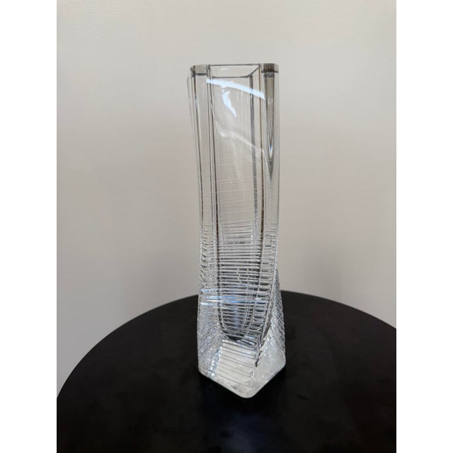 Late 20th Century Signed Hoya Japanese Crystal Twist Vase For Sale - Image 5 of 15