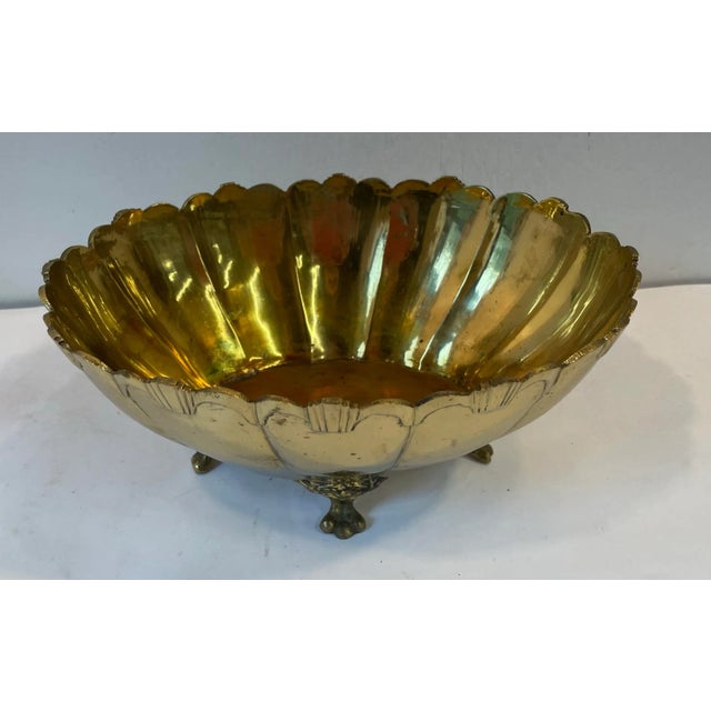 Nice vintage heavy brass footed planter