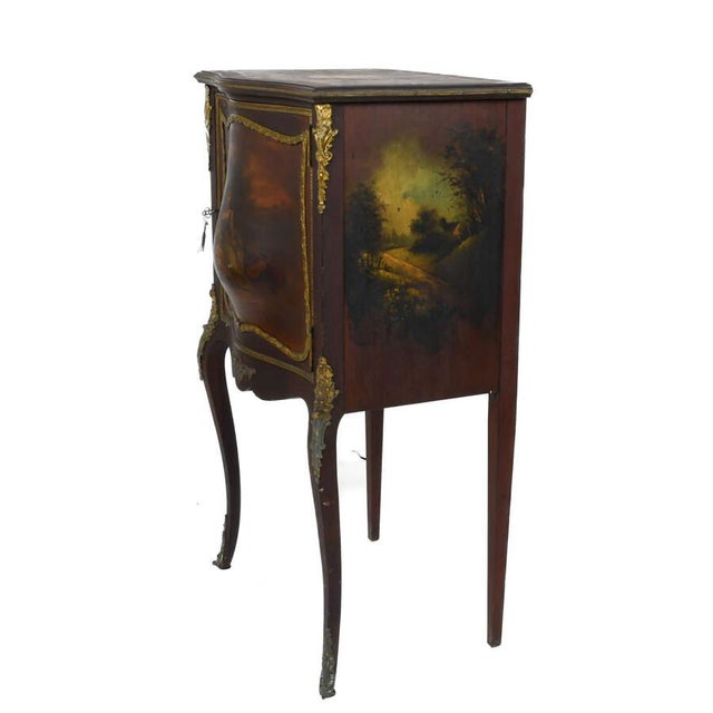 Traditional Antique 19th-Century Hand-Painted and Ormolu Cabinet For Sale - Image 3 of 7