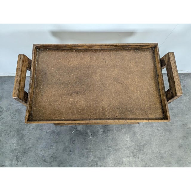 Modernist Rolling Serving Cart in Oak For Sale - Image 5 of 6