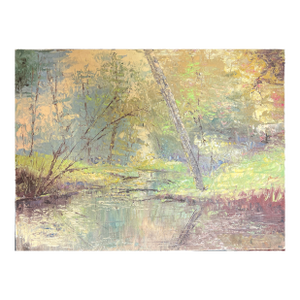 Late 20th Century Luminous Woodland Reflections, Original Oil Painting
