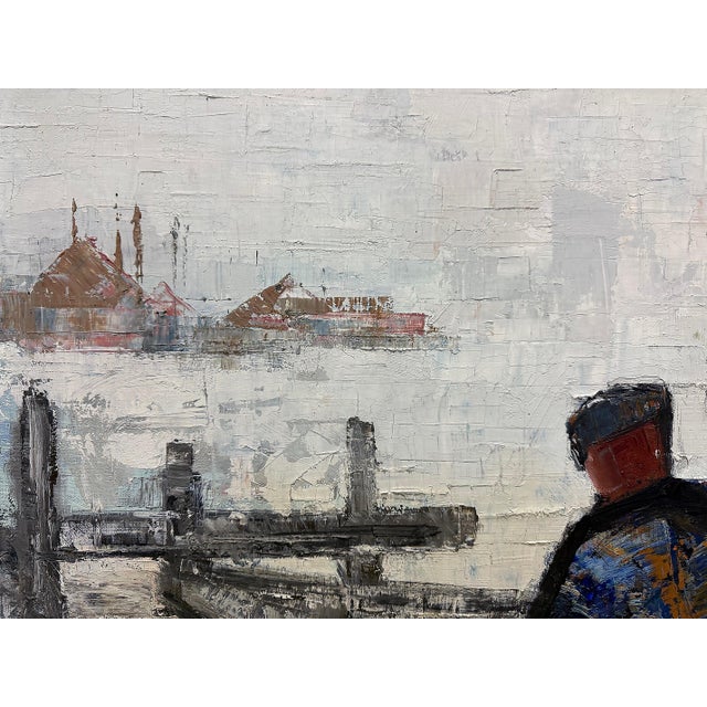 Mid 20th Century Mid-Century Oil Painting by Danish Artist Anker Landberg, Titled "Fishermen" For Sale - Image 5 of 7