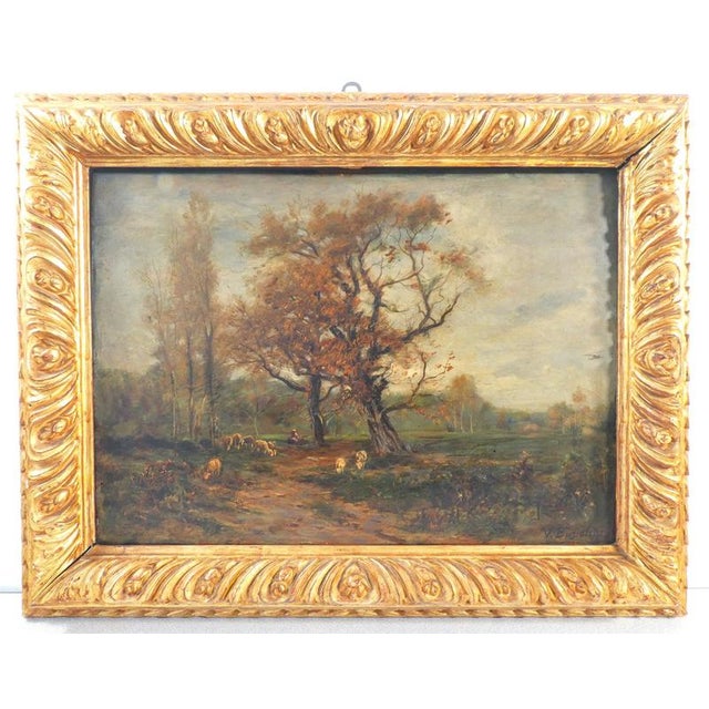 Brown Vittorio Bussolino, Landscape Painting, Late 19th Century, Oil on Panel, Framed For Sale - Image 8 of 14