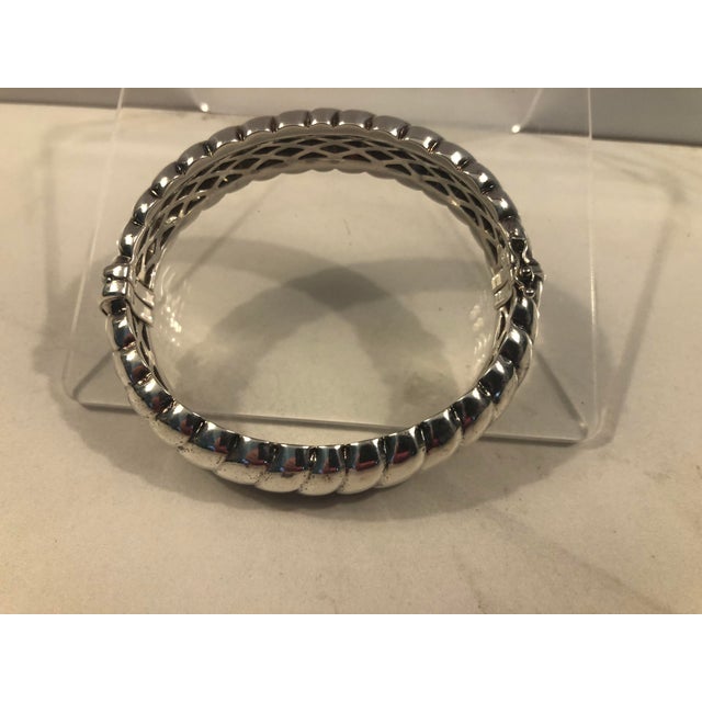 Late 20th Century Italian Sterling Silver Ribbed Bangle Bracelet For Sale - Image 9 of 10