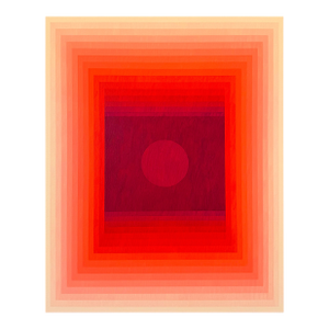Contemporary Abstract Acrylic on Canvas "Focus Amongst Noise (Orange DPP / Red Violet)" by Andy Harwood