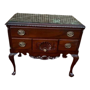 Early 20th Century Chippendale Style Mahogany and Marble Inset Lowboy Table