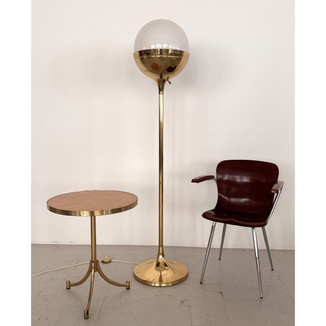 Brass and Glass Globe Floor Lamp from Vereinigte Werkstätten München, 1970s For Sale - Image 17 of 18