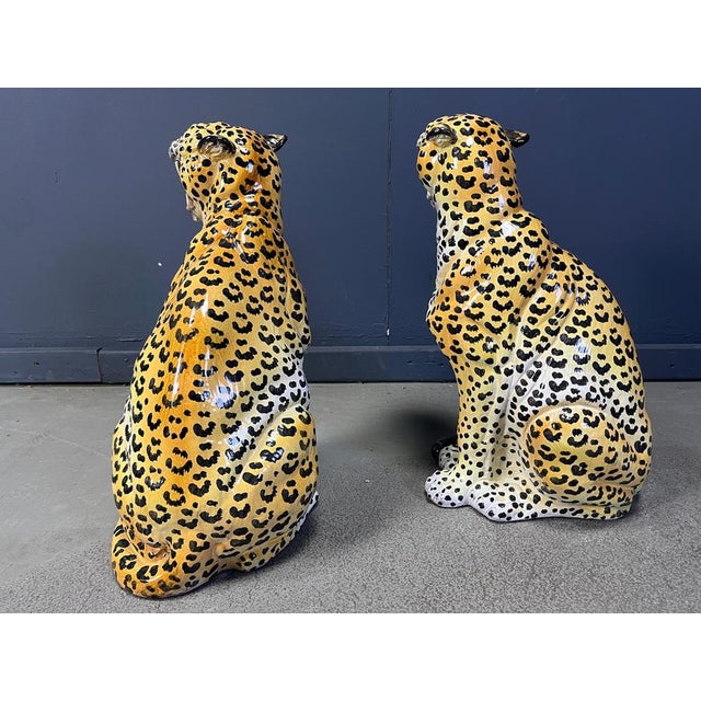 Italian Glazed Terracotta Leopard Figures, 1960s For Sale - Image 13 of 14