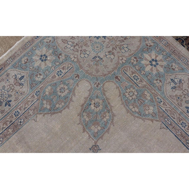 Large Antique Amritsar Rug in Taupe, Brown and Blue 12' X 15' For Sale - Image 12 of 12
