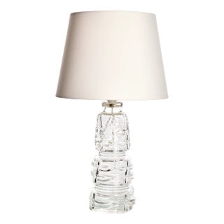 Swedish Sculptural Table Lamp in Clear Glass by Pukeberg, 1970s For Sale