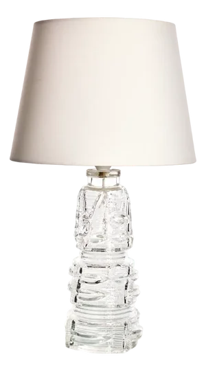 Swedish Sculptural Table Lamp in Clear Glass by Pukeberg, 1970s