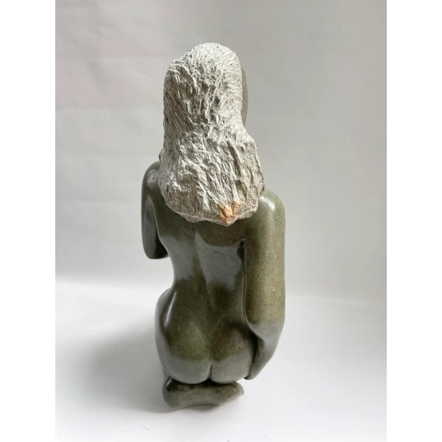 1970s Large Mid-Century Modern Vintage Nude Stone Figural Sculpture Statue For Sale - Image 5 of 7