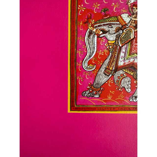Hermès Authentic Original Hermès “Beloved India” Silk Scarf Art Print Framed Elephant Miniature French Luxury Wall Art Advertisement For Sale - Image 4 of 5