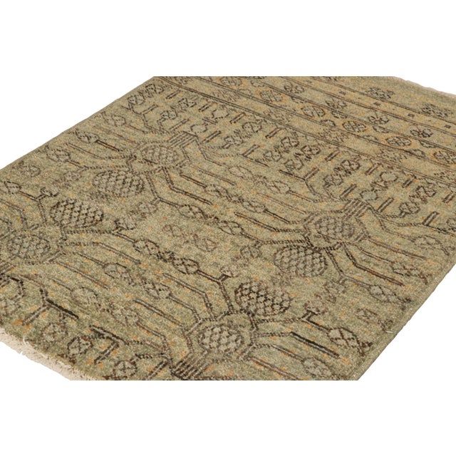 Rug & Kilim Rug & Kilim’s Khotan Style Rug in Green and Gold With Pomegranate Patterns For Sale - Image 4 of 7