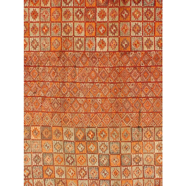 Vintage Moroccan Rug in Autumn Colors, Red, Pumpkin, Orange and Light Green For Sale - Image 4 of 11