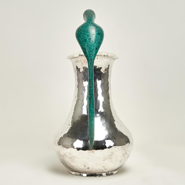 Late 20th Century Late 20th Century Large Mid Century Los Castillos Silver on Copper Pitcher With a Parrot Handle For Sale - Image 5 of 12