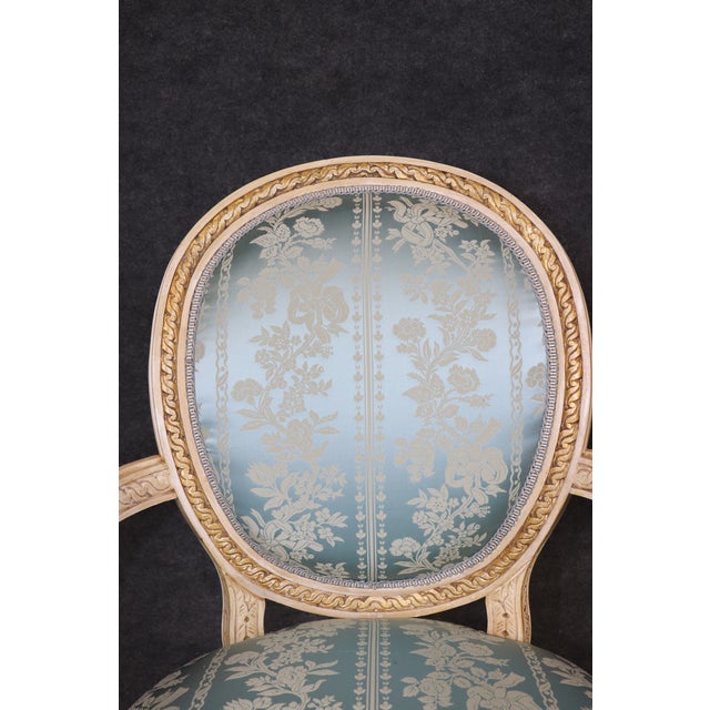 Set 10 French Louis XVI Style Parcel Gilt Dining Chairs. For Sale - Image 15 of 16