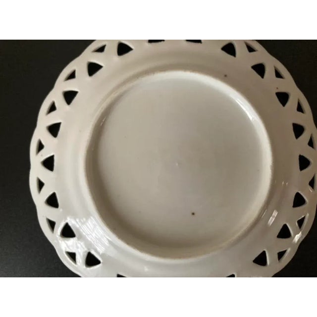 Antique English Romantic Cherub Cupid Valentines Heart Porcelain Plate With Reticulated Margin and Gold Rim For Sale - Image 10 of 12