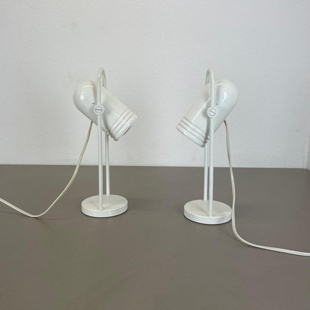 White Metal Table Lights by Rolf Krüger for Heinz Neuhaus Leuchten, 1970s, Set of 2 For Sale - Image 3 of 18