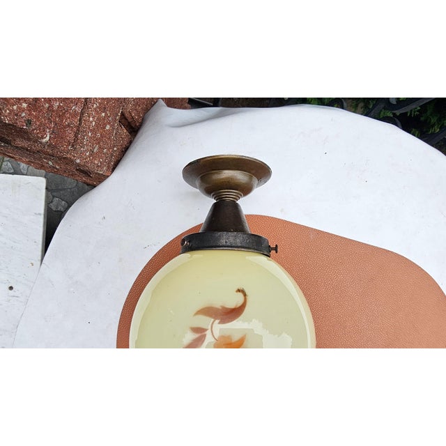 1920s Art Deco Brass Plafond Celling Lamp, 1920s For Sale - Image 5 of 9