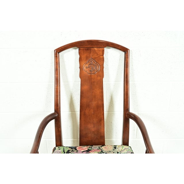 Henredon Hollywood Regency Chinoiserie Sculpted Mahogany Armchairs, Pair For Sale In South Bend - Image 6 of 15