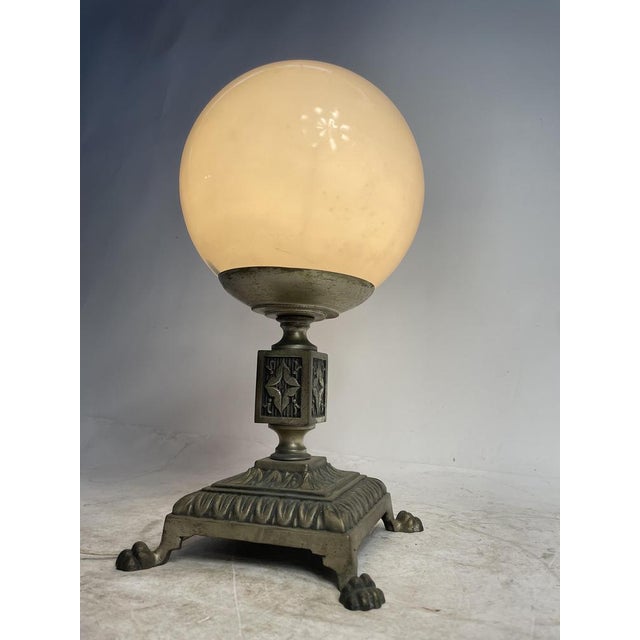 Antique Glass and Metal Sphere Lamp, 1950s For Sale - Image 6 of 9
