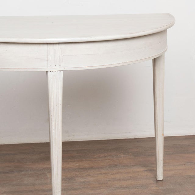 Late 19th Century Swedish White Large Demi Lune Side Tables Consoles For Sale - Image 10 of 12