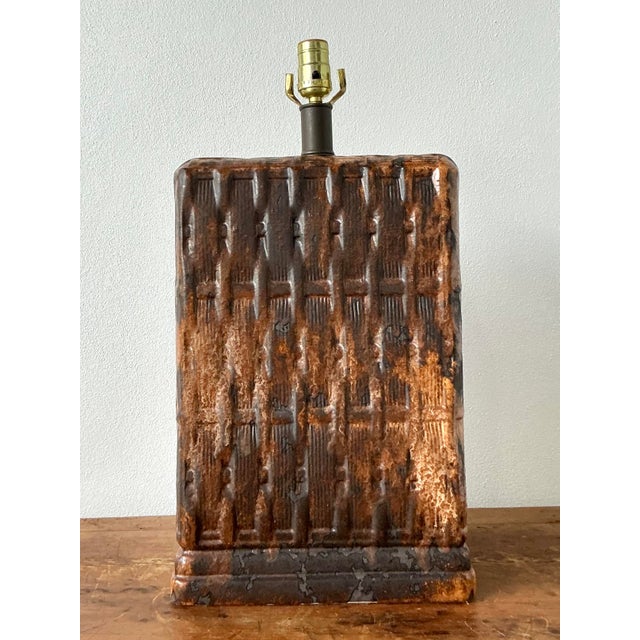 Sienna Vintage Boho Monumental Ceramic Weave Lamp For Sale - Image 8 of 12