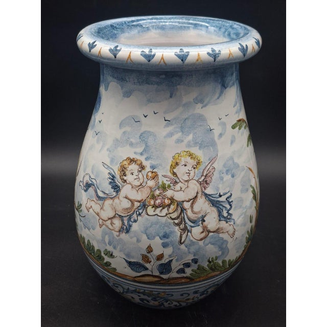 Hand-Painted Albisola Glazed Ceramic Vase by Giuseppe Mazzoni, 1960s, in Flawless conditions. Designed 1950 to 1959 This...