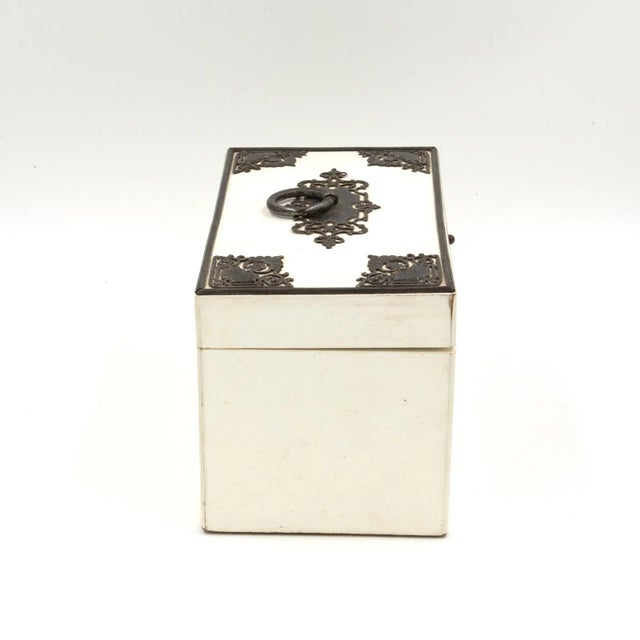 Late 19th Century English Victorian Painted Pine & Metalwork Tea Caddy For Sale - Image 10 of 12