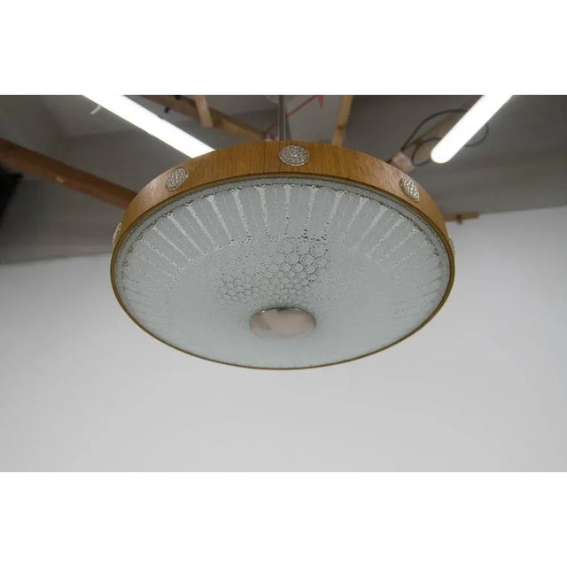 Wood & Glass Ceiling Lamp, Germany, 1960s For Sale - Image 10 of 11