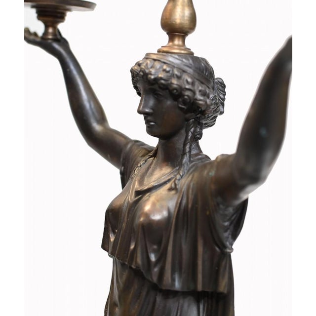 Empire Bronze Candleholders, Set of 2 For Sale - Image 6 of 14
