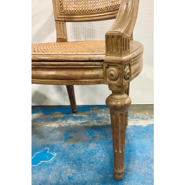 French Antique Late 19th Century French Caned Arm Chairs Pair For Sale - Image 3 of 12