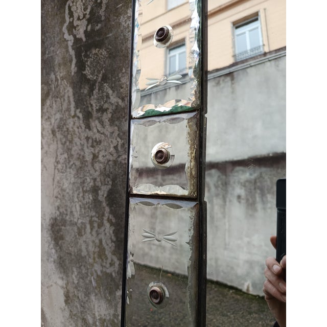 Large Venetian Bistro Mirror with Bubbles For Sale - Image 15 of 18