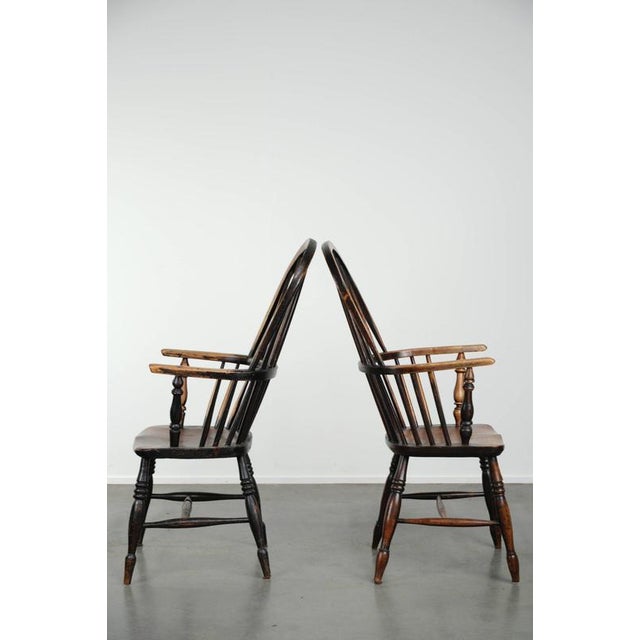 2000 - 2009 Antique English Highback Windsor Dining Chairs, Set of 4 For Sale - Image 5 of 18