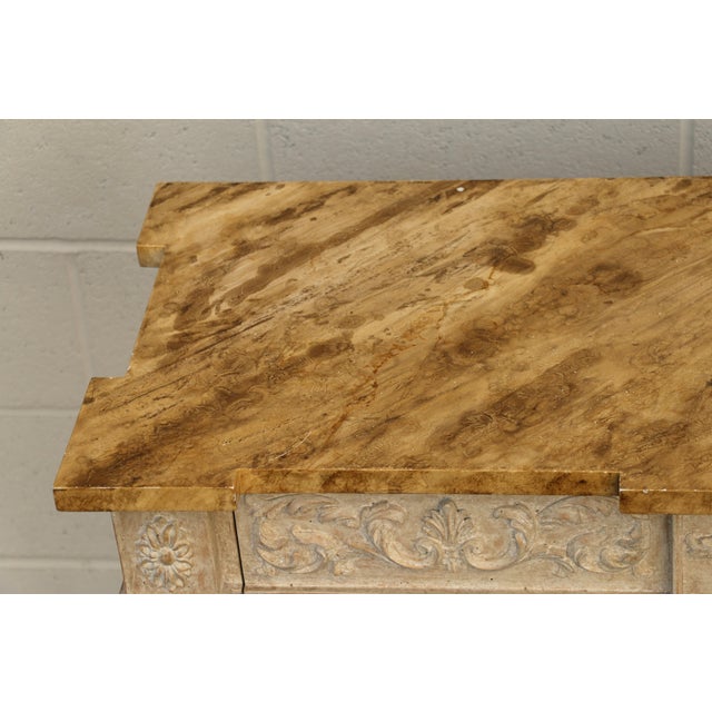 Vintage Karges Painted Console Table With Carved Base & Faux Stone Top For Sale - Image 12 of 18