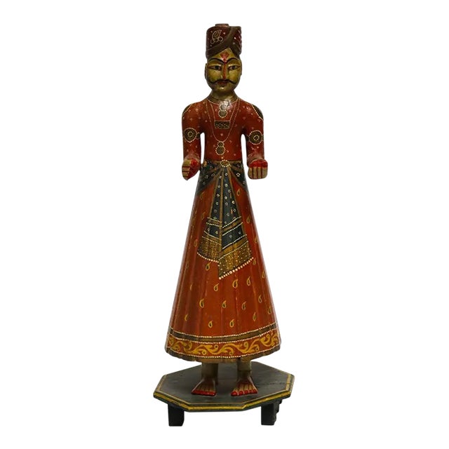 1920s Painted Wood Figure From India For Sale