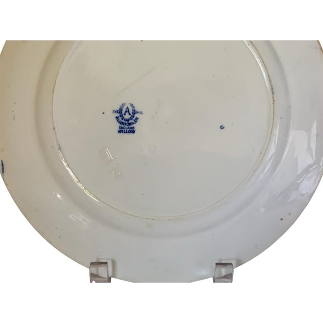 1920s Antique Allertons LTD Blue Willow 10" Dinner Plate Smooth Edge Crown Stamp Staffordshire England 1926 For Sale - Image 5 of 5
