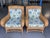 Wood Vintage Henry Link for Lexington Woven Rattan and Wicker Lounge Armchairs With Floral Upholstery | a Pair For Sale - Image 7 of 14