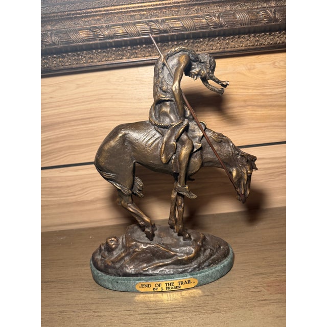 1980s 1980s Bronze ‘End of the Trail’ Sculpture, Styled After Fraser.” For Sale - Image 5 of 12