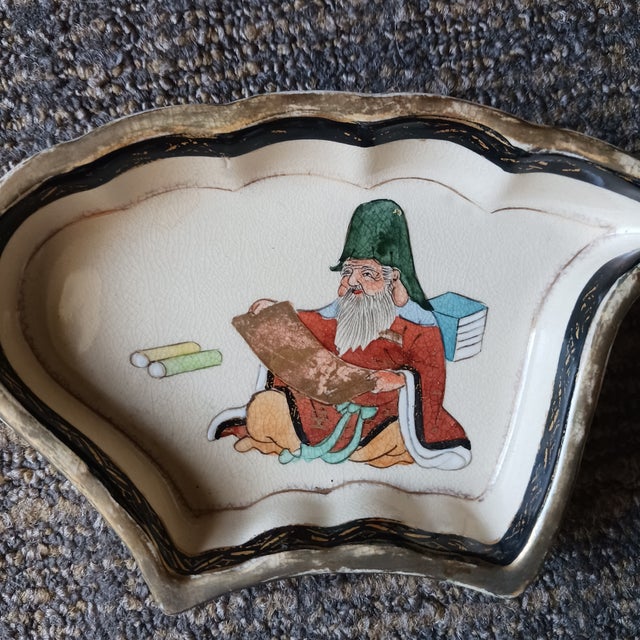 Ceramic 1940s Japanese Immortals Relish or Condiment Tray For Sale - Image 7 of 12