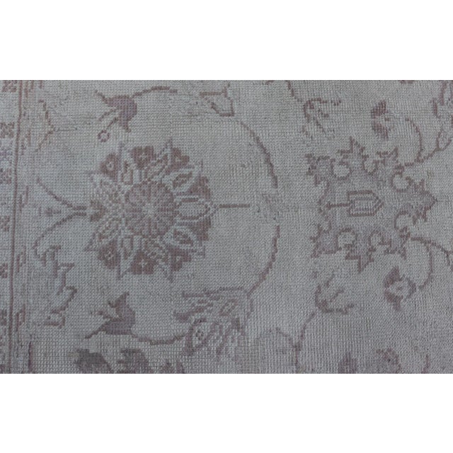 Textile Antique Turkish Oushak Rug With Floral Patterns in Cream and Neutral Colors Keivan Woven Arts For Sale - Image 7 of 12