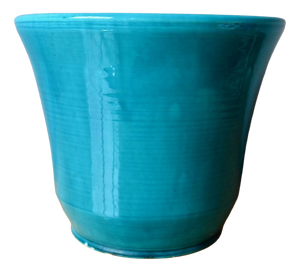 Vintage Peacock Blue Ceramic Art Planter from Accolay, 1950s