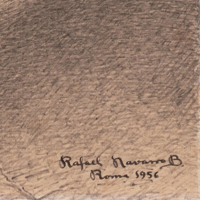 Signed lower right, 'Rafael Navarro B' for Rafael Navarro Barajas (Mexican, 1921-1992), titled, 'Roma' and dated 1956. A...