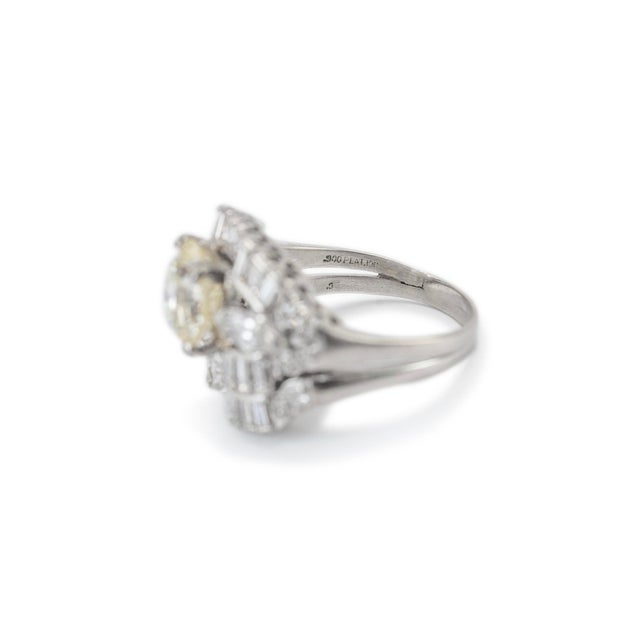 Antique Platinum Gia 3.90ct Old European Cut Accented Diamond Engagement Ring For Sale In Houston - Image 6 of 7