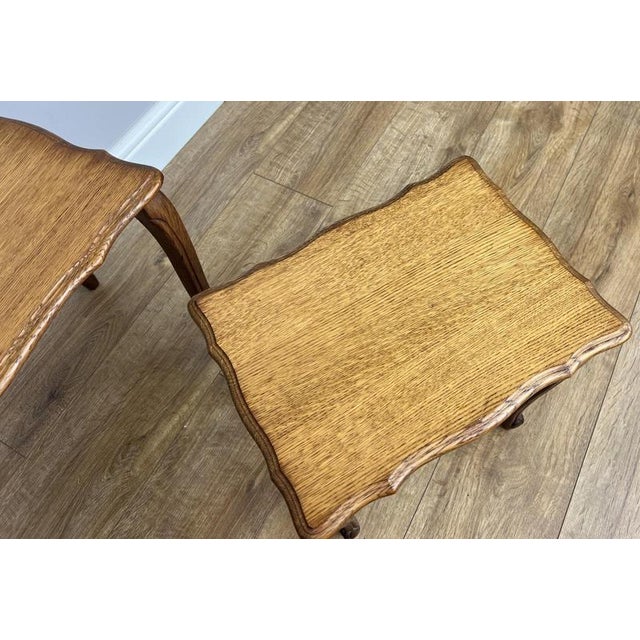 Vintage French Louis Oak Nesting Tables, Set of 3 For Sale - Image 9 of 13