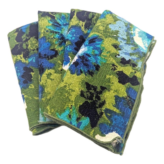 Vintage Cotton Barkcloth Napkins, Set of 4 For Sale