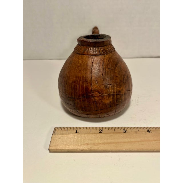 Brown 1900’s Antique Hand Carved Resewood Opium Cup From Jodphur, India For Sale - Image 8 of 8