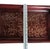 Large Metal Serving Tray Cranberry Red and Gold Leaf Vine Design Ornate Handles For Sale - Image 17 of 18